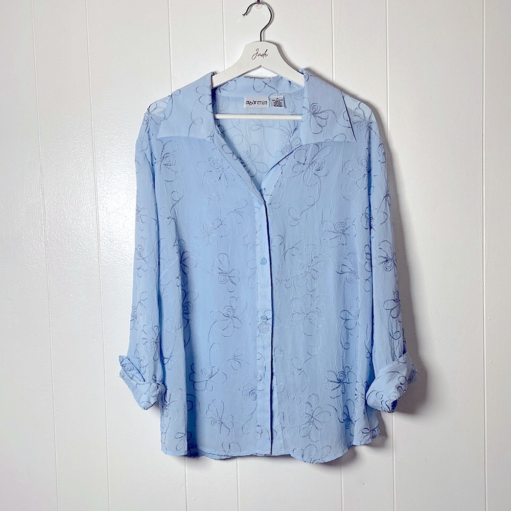 Textured Floral Button Down Top